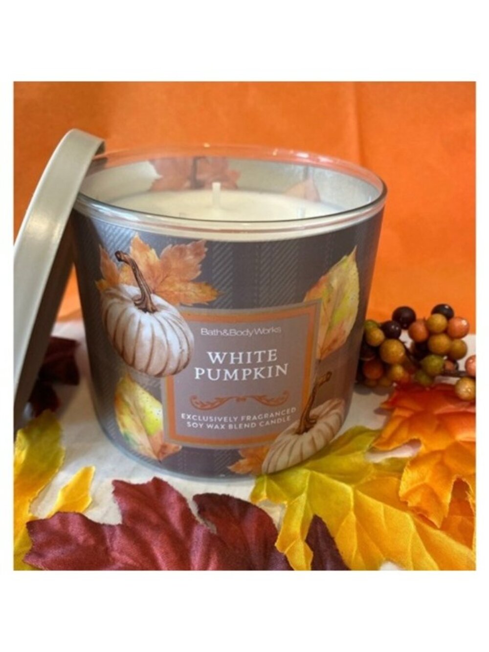 “White Pumpkin” Bath & Body Works Fall Autumn NEW 3 Wick Candle